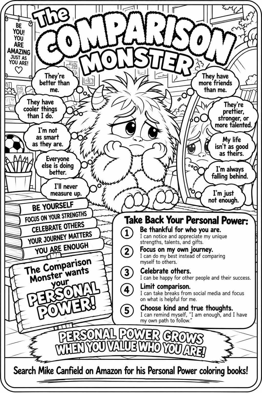 Comparison Monster black-line coloring page