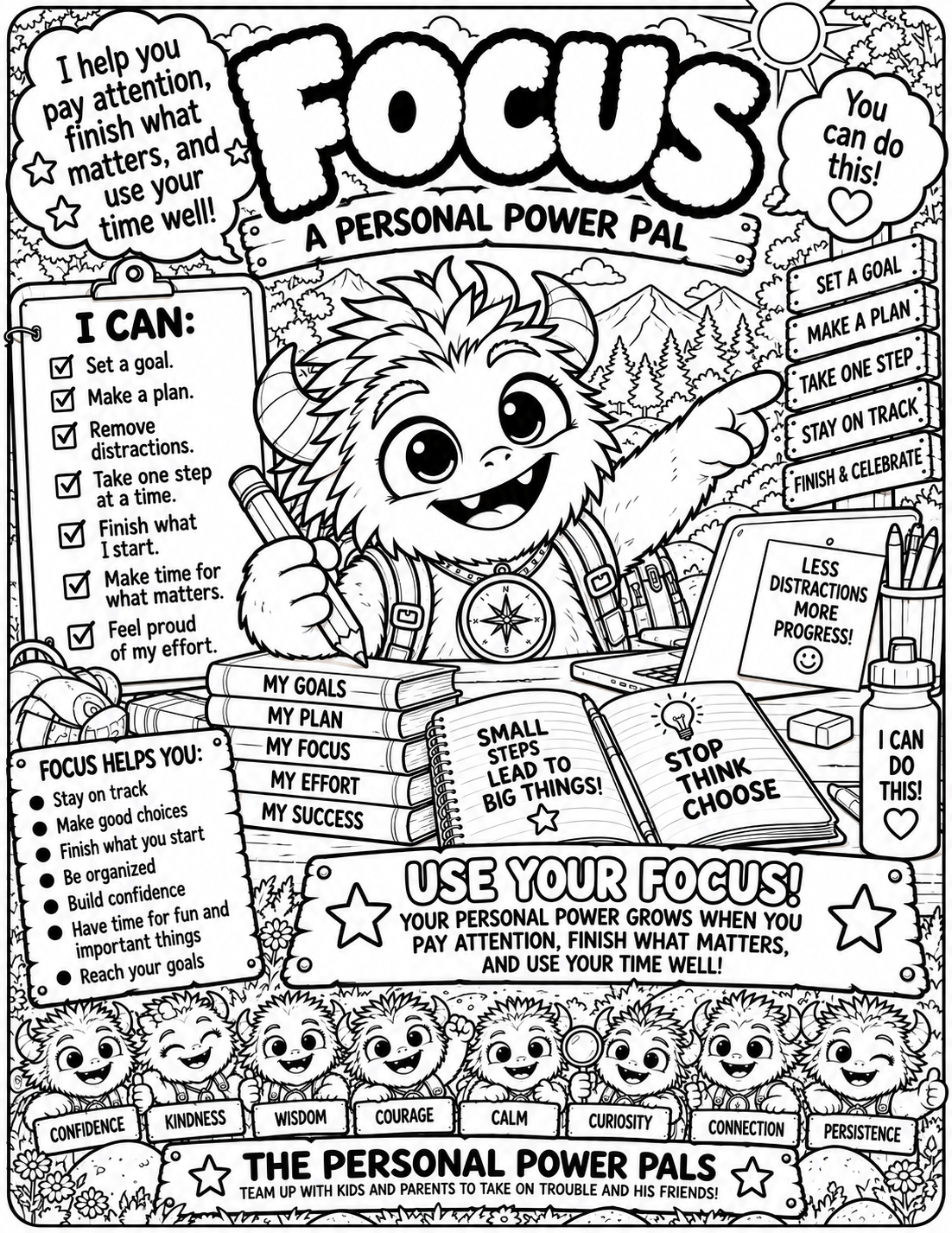Focus Pal black-line coloring page
