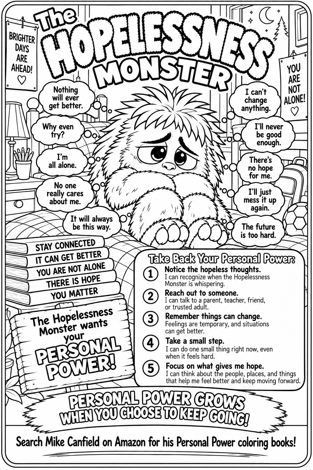 Hopelessness Monster black-line coloring page