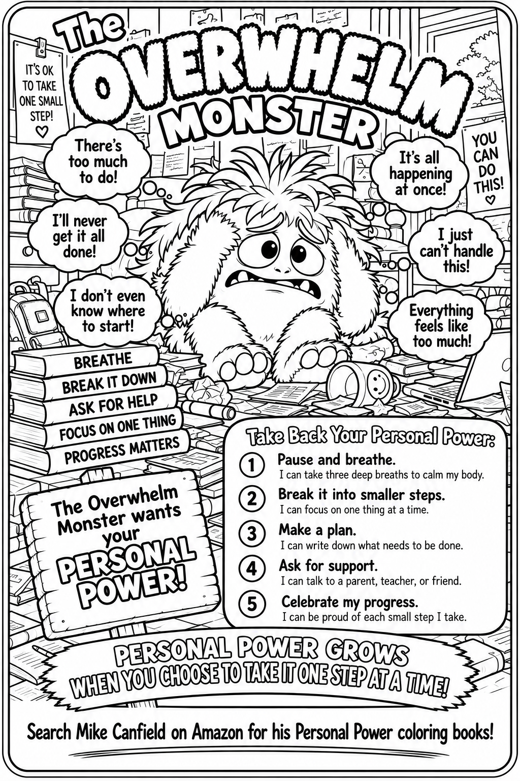 Overwhelm Monster black-line coloring page