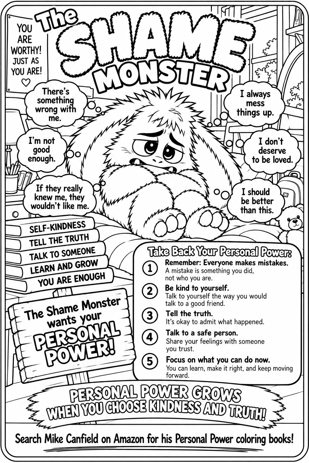 Shame Monster black-line coloring page
