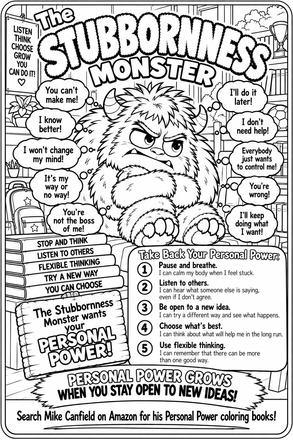 Stubbornness Monster black-line coloring page