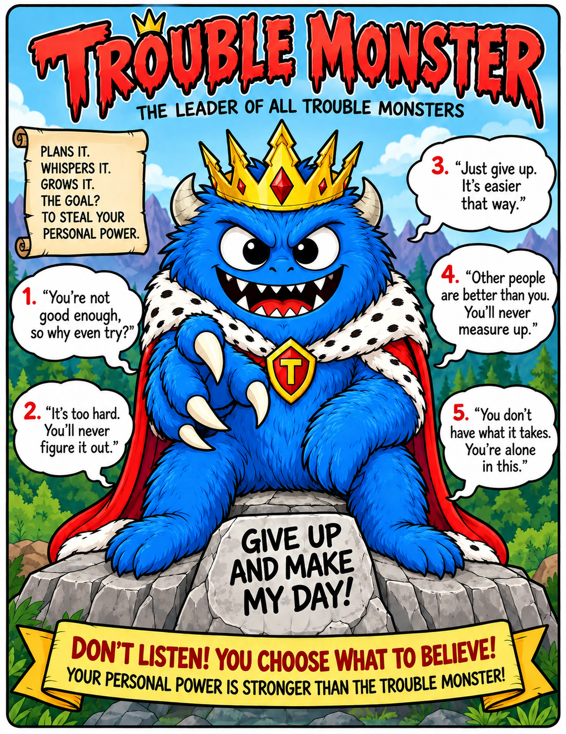 Meet the Trouble Monster and explore the printable poster collection.
